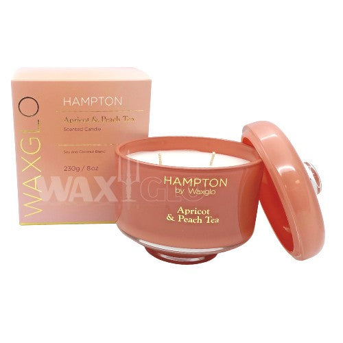 Hampton by Waxglo 230g Coco Soy Wax Jar Candle- Apricot & Peach Tea