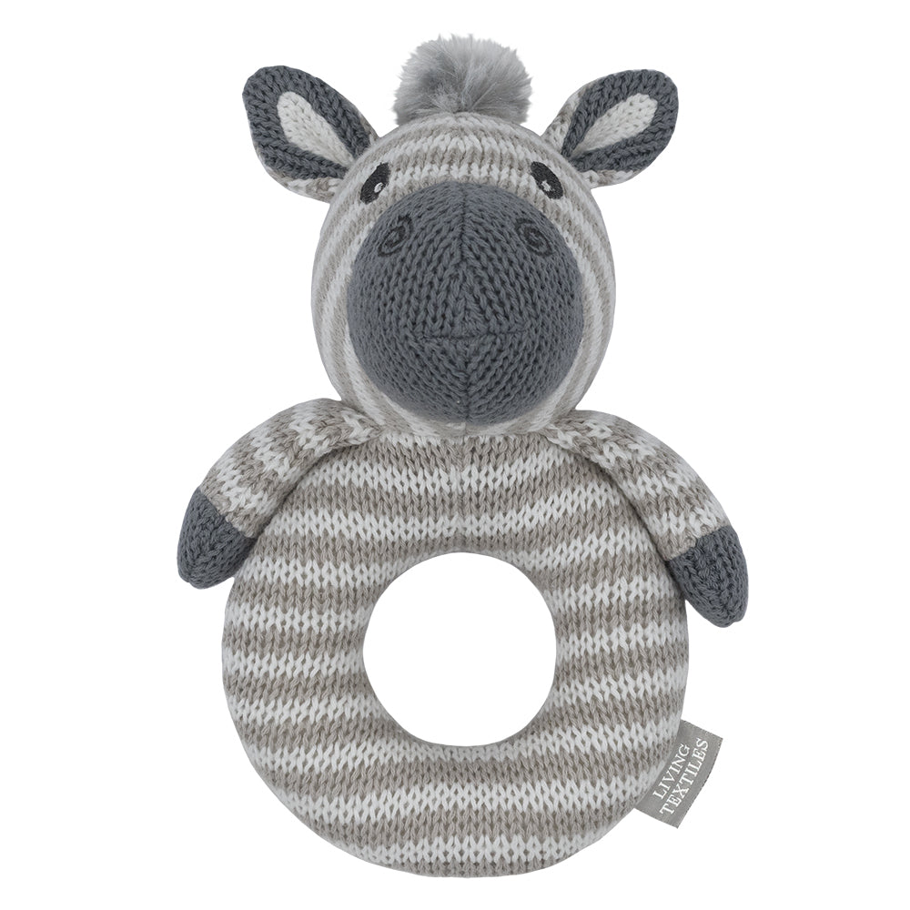 Living Textiles Zac the Zebra Knitted Rattle