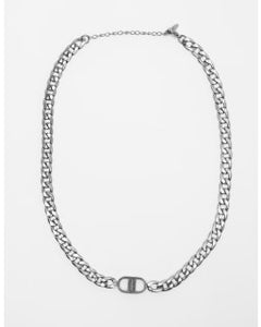 Stella & Gemma Silver Chunky Flat Chain with Reversed Link Detail Necklace