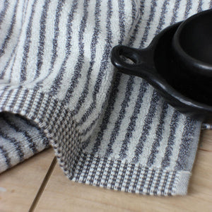 Seneca Chambray Stripe Towel- Charcoal