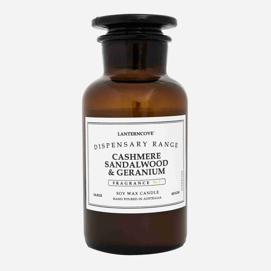 Lanterncove Dispensary 14.5oz Candle Cashmere Sandalwood & Geranium