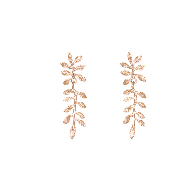Simply Italian Small Leaf Drop Earrings Rose Gold