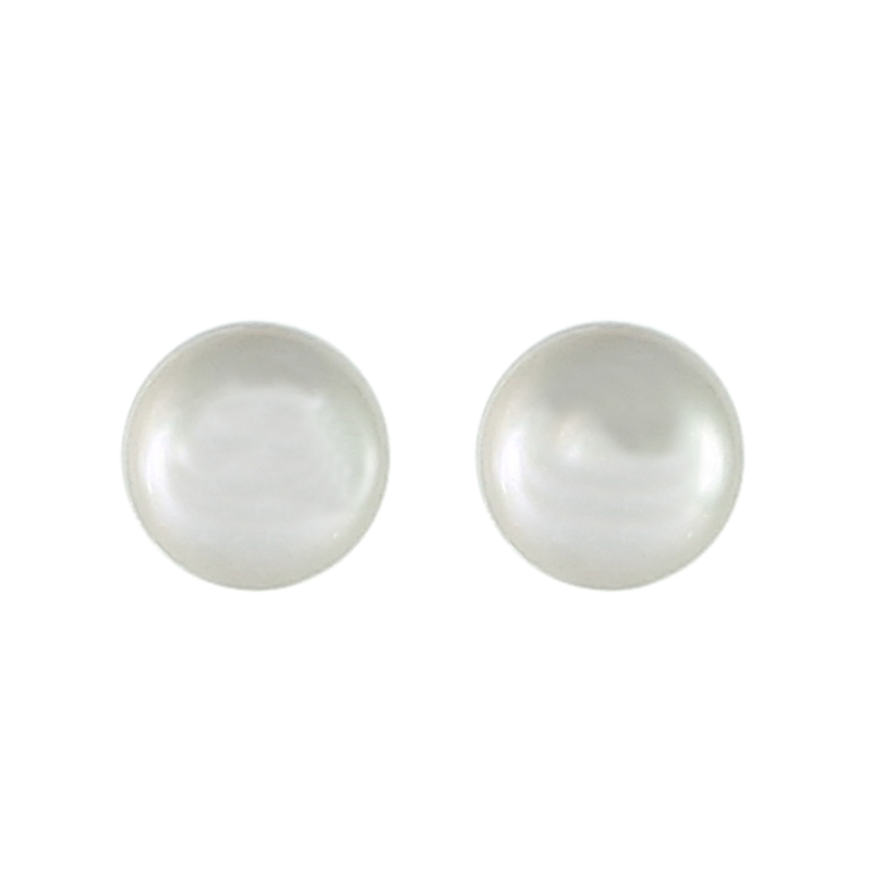 Simply Italian Silver Pearl Stud Earrings (medium)