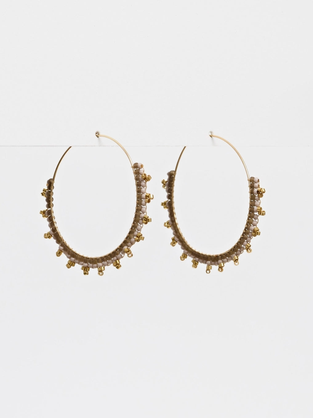 Stella & Gemma Boho Hoop Earrings White/Gold