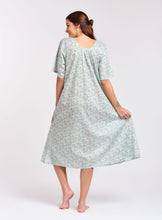 Load image into Gallery viewer, Arabella Mint Floral Shirred Bodice Short Sleeve Nightie
