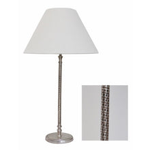 Load image into Gallery viewer, CC Interiors Etched Stem Lamp in Antique Silver Finish with Black Shade
