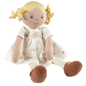 Bonikka Linen Collection: Priscy- Blonde Hair Doll with White Linen Dress
