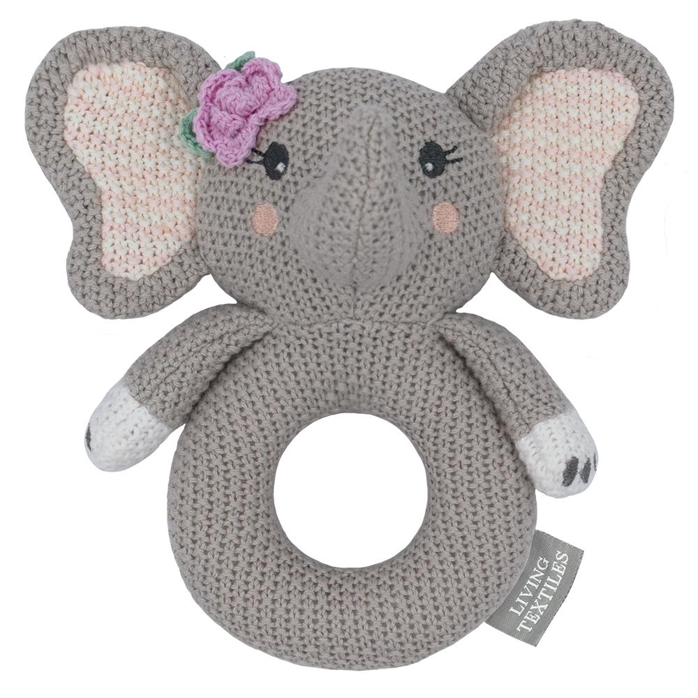 Living Textiles Ella the Elephant Knitted Rattle