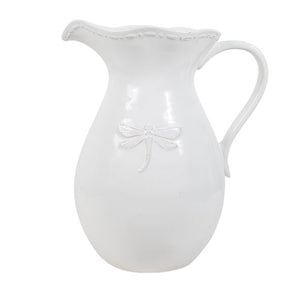 French Country Collections Dragonfly Stoneware White Jug Large