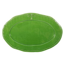Load image into Gallery viewer, French Country Collections Dragonfly Stoneware Green Oval Platter Large
