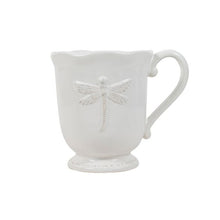 Load image into Gallery viewer, French Country Collections Dragonfly Stoneware White Mugs set of 4
