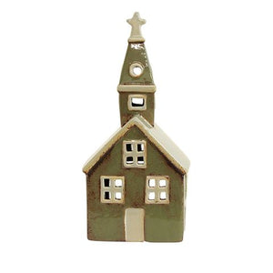 French Country Collections Alsace Tealight Church Olive Green