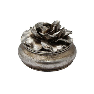 French Country Collections Camelia Large Round Trinket Box Pewter Finish