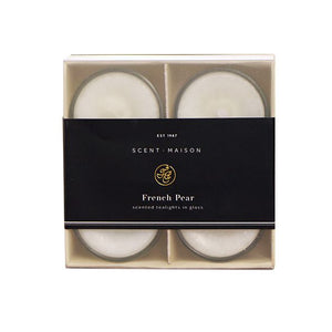 French Country Collections Maison Set 4 Glass Tealights French Pear