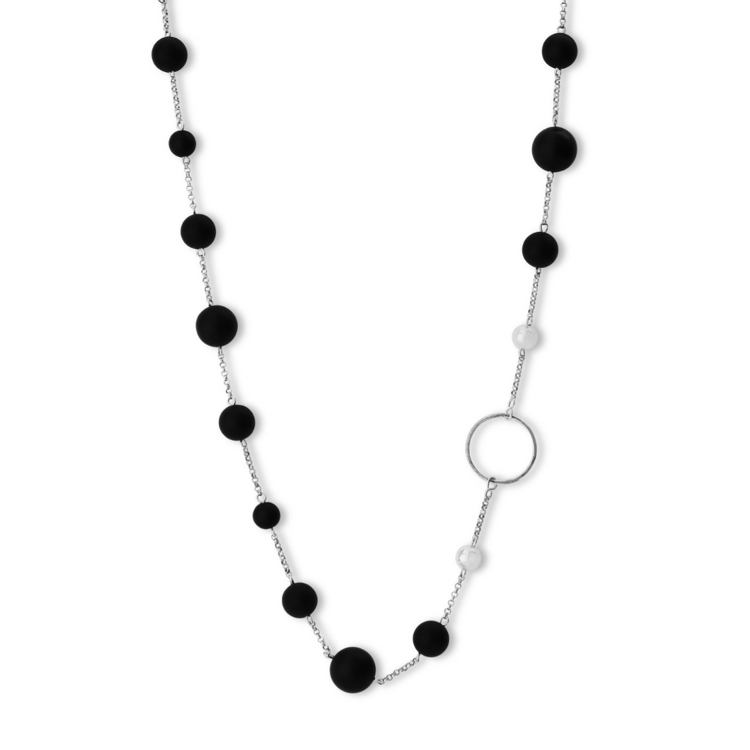 Fabuleux Vous La Pierre Matt Black Onyx Short Necklace 50cm