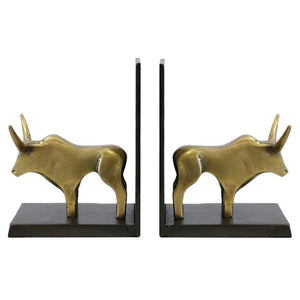 CC Interiors Bull Bookends in Brass Finish