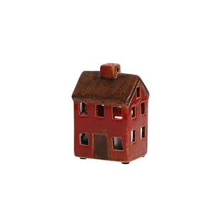 French Country Collections Petite Chalet Tea Light House in Brown Red