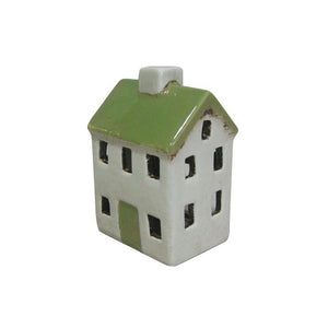 French Country Collections Petite Tealight House in Green Cream