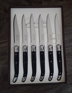 Laguiole Steak Knives set of 6 in Black