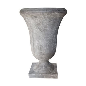 French Country Collections Large Bell Shape Urn with Base Lava Raw Grey